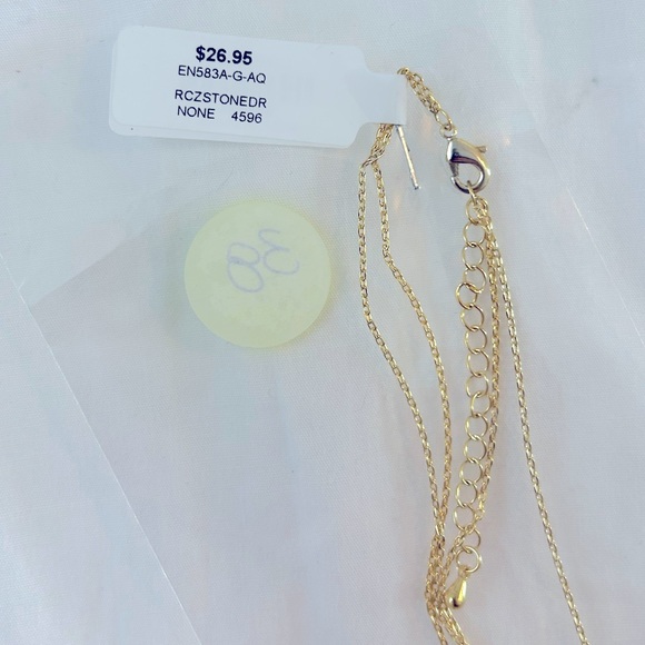 Amelie Crystal Stone Drop Layered 14k Dipped Necklace - Picture 5 of 9